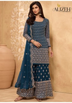 Blue Georgette With Santoon Inner Sharara 